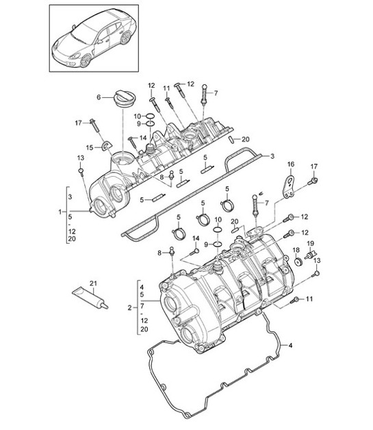 Diagram 103-021 Porsche 997 (911) MK2 2009-2012 Engine