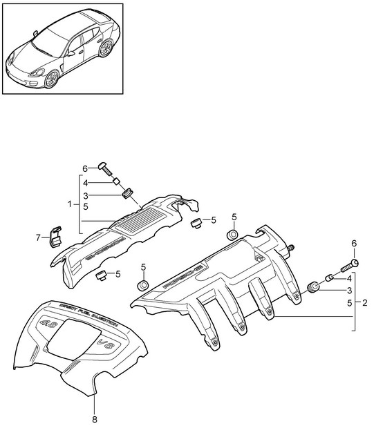 Engine cover (Model: 4820,4840, 4870,CXPA, CXRA,CXR, CWBA,CWB, CWCA,CWC) Panamera 970 (G1) 4.8L 2010-16