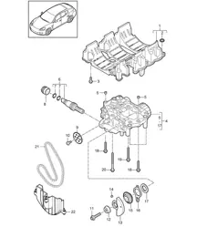 Oil return circuit / Oil pump (Model: 4620,4640, CWAA,CXNA)  Panamera 970 (G1) 3.6L 2010-16