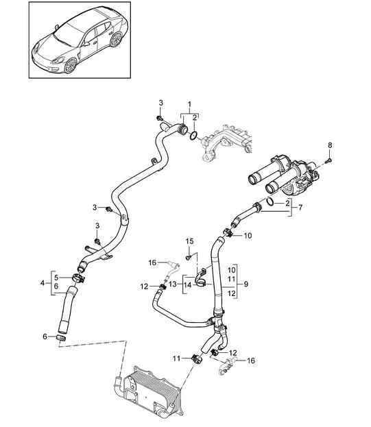 Water cooling - 2 - (Model: CWDA,CWD, CWFA,CWF) Panamera 970 (G1) 3.0L 2014>>