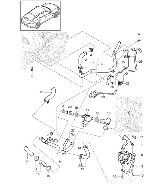 Diagram 105-060 Porsche Panamera 970 MK1 (2009-2013) Engine