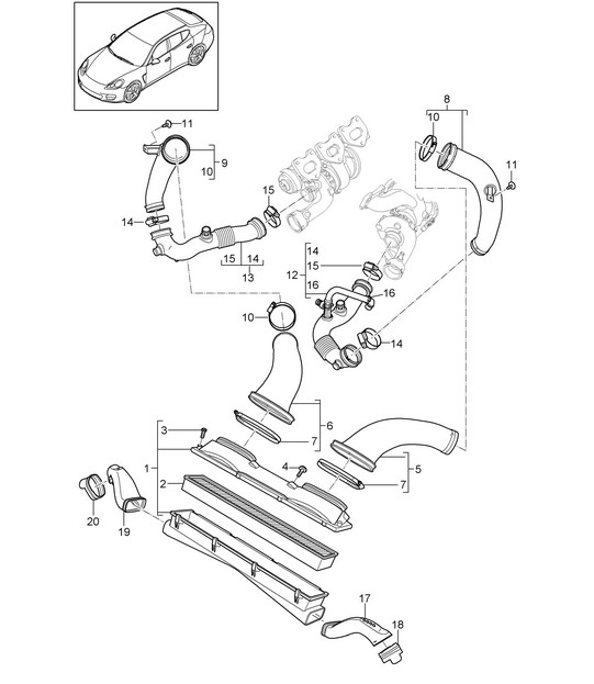 Air cleaner system (Model: CWDA,CWD, CWFA,CWF) Panamera 970 (G1) 3.0L 2014>>