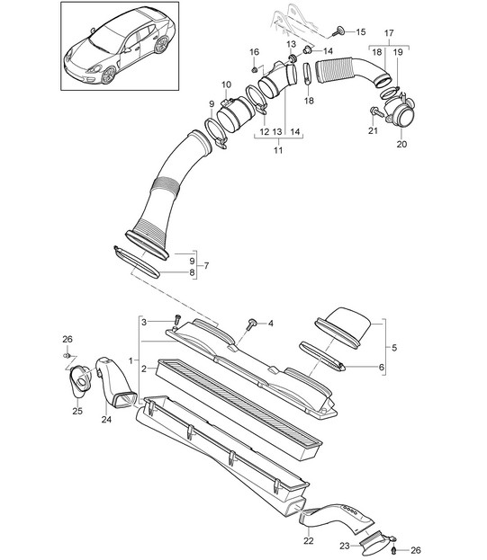 Air cleaner system (Model: CRCC,CRCB, CWJA) Panamera 970 (G1) 3.0L DIESEL 2012-16