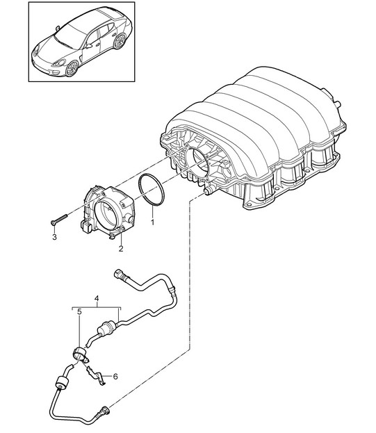 Throttle valve adapter / Tank ventilation (Model: 4620,4640, CWAA,CXNA) Panamera 970 (G1) 3.6L 2010-16