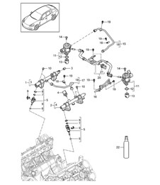 Fuel collection pipe / high-pressure injector / high pressure pump (Model: CWDA,CWD, CWFA,CWF) Panamera 970 (G1) 3.0L 2014>>