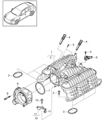 Iintake air distributor / Throttle valve adapter (Model: CWDA,CWD, CWFA,CWF) Panamera 970 (G1) 3.0L 2014>>