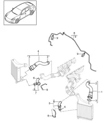 Supercharging  / Pressure pipe (Model: 4870,CWBA, CWB,CWCA,CWC) Panamera 970 (G1) 4.8L Turbo 2010-16