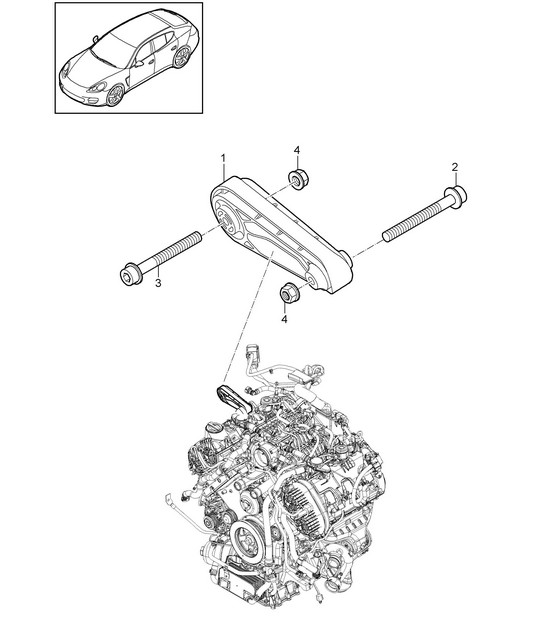Engine suspension / Engine support (Model: CWDA,CWD, CWFA,CWF) Panamera 970 (G1)  3.0L 2014>>