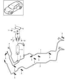 Fuel system / Fuel line / Fuel filter / Underbody (Model: CRCC,CRCB, CWJA) Panamera 970 (G1) 3.0L DIESEL 2012-16