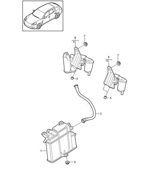 Diagram 201-060 Porsche Cayman 987C / 981C (2005-2016) Fuel System, Exhaust System