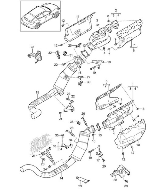 Diagram 202-000 Porsche Macan (95B) MK1 (2014-2018) Fuel System, Exhaust System