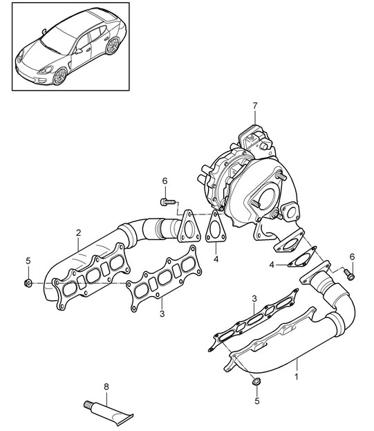 Exhaust system / Exhaust manifolds (Model: CRCC,CRCB, CWJA) Panamera 970 (G1) 3.0L DIESEL 2012-16