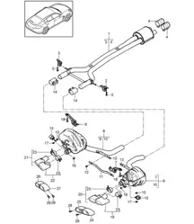 Exhaust system / Front silencer / Rear silencer (Model: 4870,CWBA, CWB,CWCA, CWC+ PR:-176, -186,-016) Panamera 970 (G1) 4.8L Turbo 2013-16