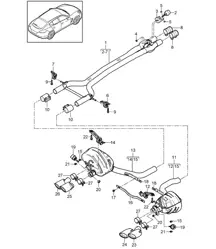 Exhaust system / Sport version / Front silencer / Rear silencer (PR:176,XLF) Panamera 970 (G1) 2014>>
