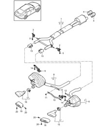 Exhaust system / Front silencer / Rear silencer (Model: 4620,4640, CWAA,CXNA+ PR:-XLF) Panamera 970 (G1) 3.6L 2010-16