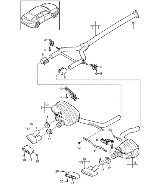 Diagram 202-080 Porsche Cayman 987C / 981C (2005-2016) Fuel System, Exhaust System