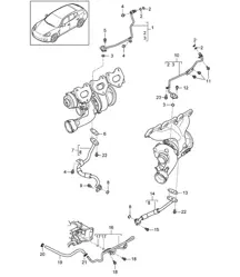 Oil pipe for Exhaust gas turbocharger (Model: CWDA,CWD, CWFA,CWF) Panamera 970 (G1) 3.0L 2014>>