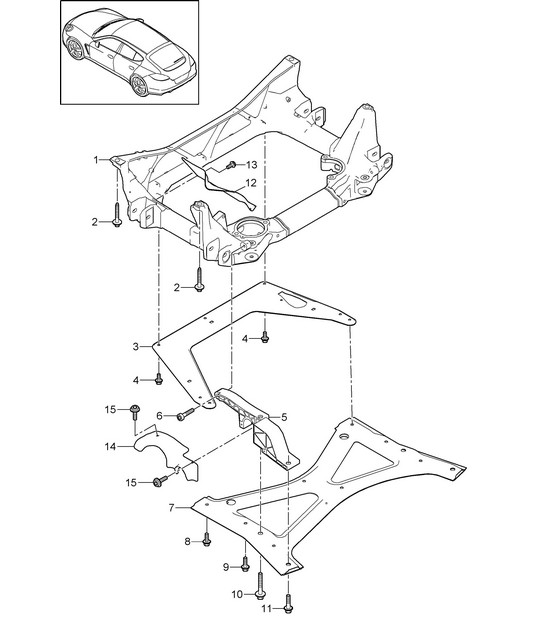 Support frame / Cross member / Guard plate Panamera 970 (G1) 2010-16