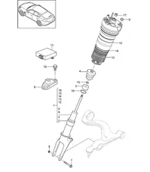 Suspension / Spring strut air spring (PR:350,351, 354,355, Air Suspension) Panamera 970 (G1) 2010-16