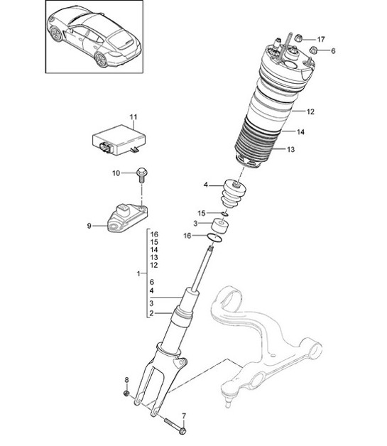 Diagram 402-005 Porsche 997 (911) MK1 2005-2008 Front Axle, Steering 