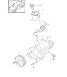 Power steering / Power-steering pump / Oil container (Model: CWAA,CWFA, CWF,CWDA, CWD,CXPA, CXRA,CXR, CRCB,CRCC, CWBA,CWB, CWJA+ PR:-351, -352,-355) Panamera 970 (G1)  2014>>