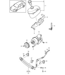 Power steering / Tandem pump / Oil container / Pressure hose / - PDCC - (Model: 4620,4640, 4820,4840, 4870+ PR:351) Panamera 970 (G1) 3.6L / 4.8L >>2013