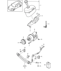 Power steering / Tandem pump / Oil container / Pressure hose / - PDCC - (Model:  CWAA,CXNA, CXPA,CXRA, CXR,CWBA, CWB,CWCA, CWC,CWDA, CWD,CWFA, CWF+ PR:351,355) Panamera 970 (G1) 3.0L / 3.6L / 4.8L 2014>>