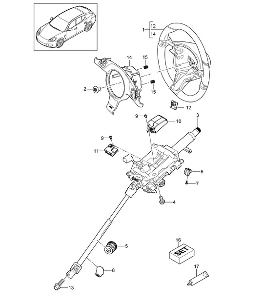 Steering wheels / Steering column / Intermediate steering shaft Panamera 970 (G1) 2014>>