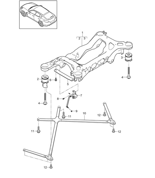 Rear axle / Suspension sub-frame / Distance sensor Panamera 970 (G1) 2010-16