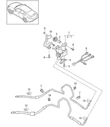 Anti-roll bar / Valve block / Pressure line / Return line (PR:351,355) Panamera 970 (G1) 2010-16