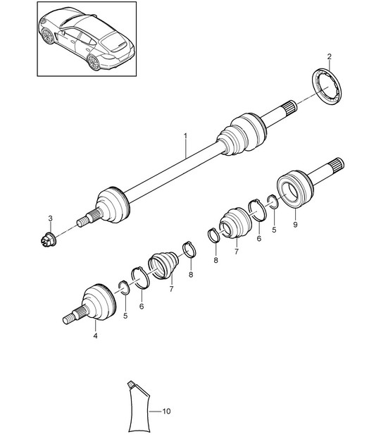 Drive shaft (PR:219) Panamera 970  (G1) >>2013