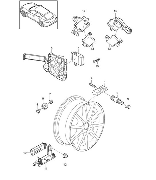 Diagram 601-010 Porsche 356 (1950-1965) Wheels, Brakes
