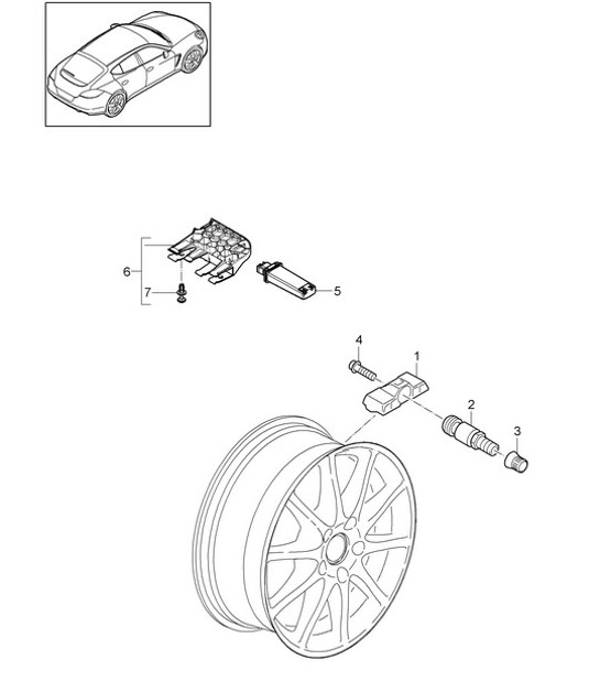 Diagram 601-012 Porsche Cayman 718C (982C) 2017>> Wheels, Brakes