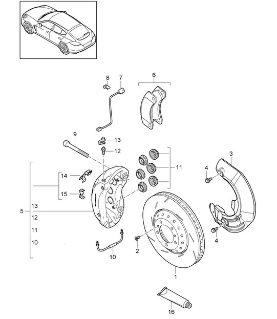 Disc brake / Front axle (Model: 4620,4640, CRCB,CRCC) Panamera 970 (G1) 3.6L / 3.0L DIESEL >>2013