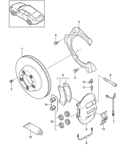 Disc brake /  Rear axle (Model: 4820,4840, CGEA,CGE, CGFA) Panamera 970 (G1) 4.8L / 3.0L HYBRID >>2013