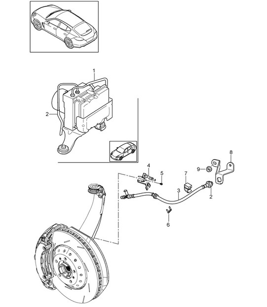 Brake lines / Front axle Panamera 970 (G1) 2010-16