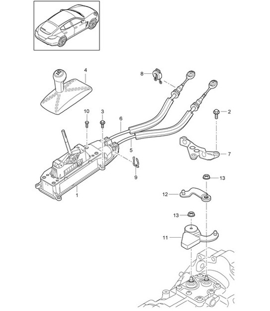 Diagram 701-000 Porsche Macan (95B) MK1 (2014-2018) Hand Lever System, Pedal Cluster 