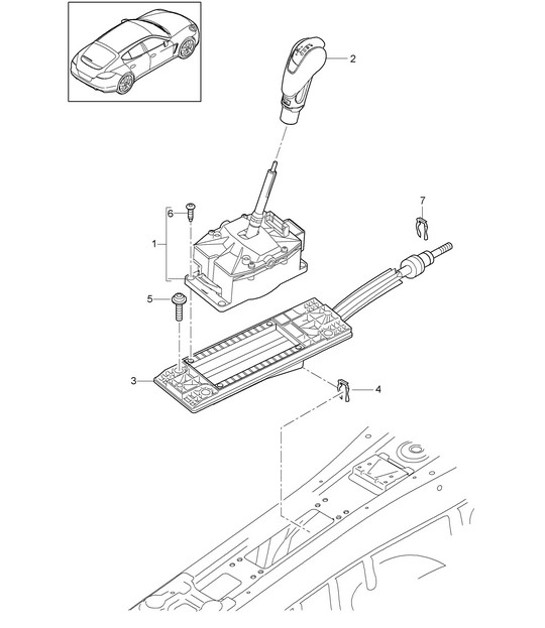 Diagram 701-005 Porsche Macan (95B) MK1 (2014-2018) Hand Lever System, Pedal Cluster 