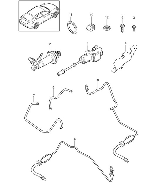 Clutch actuation /  Clutch master cylinder /  Clutch tube Panamera 970 (G1) 2010-16