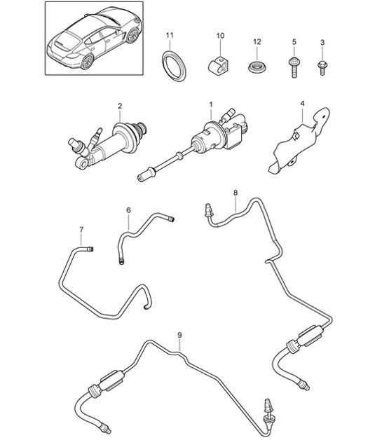 Diagram 702-010 Porsche Cayman 718C (982C) 2017>> Hand Lever System, Pedal Cluster 