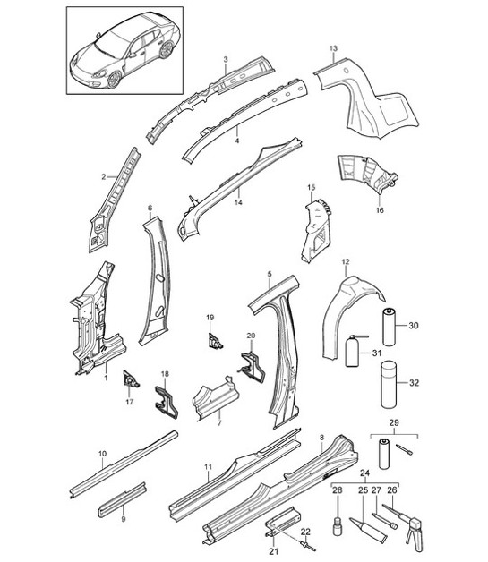 Diagram 801-050 Porsche Macan (95B) MK1 (2014-2018) Body