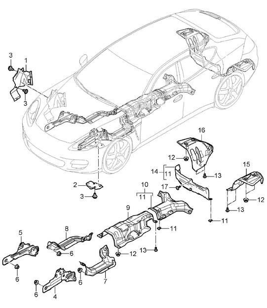 Linings / Heat protection /  Underbody Panamera 970 (G1) 2010-16