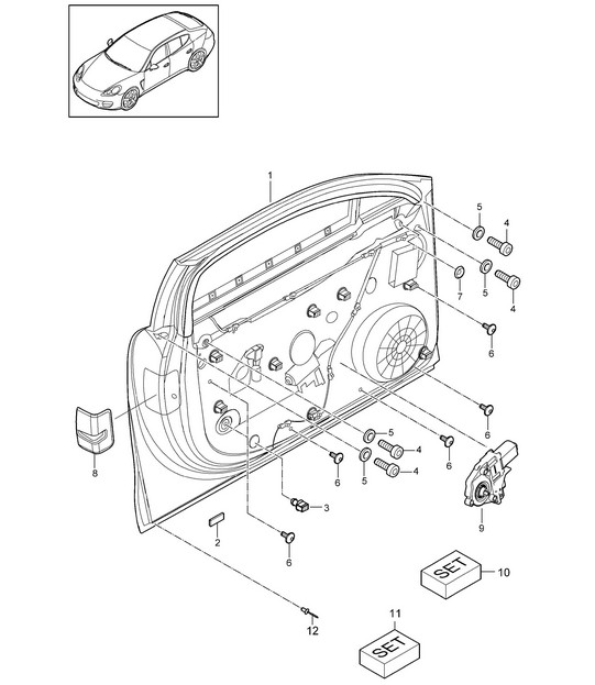 Window regulator / Assembly carrier - FRONT - Panamera 970 (G1) 2010-16