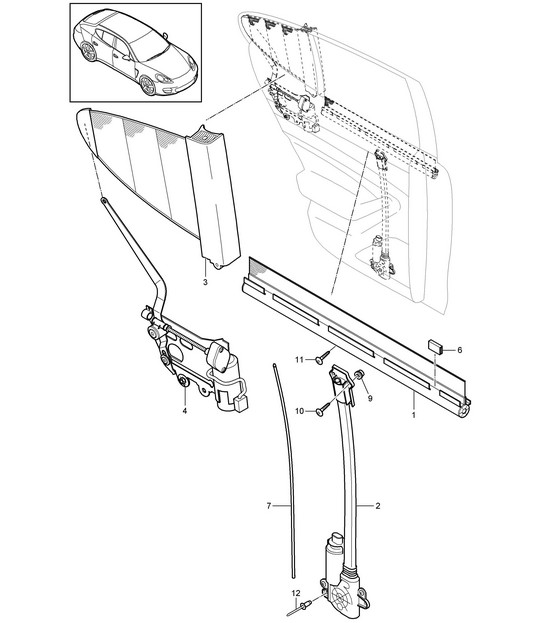 Roller blind / Door - REAR - Panamera 970 (G1) 2010-16
