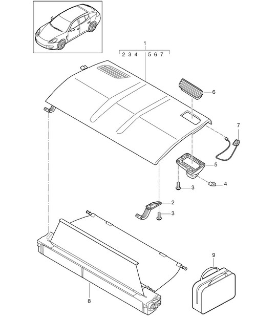 Cover tray / Hat roller blind / Ski bag Panamera 970 (G1) 2010-16