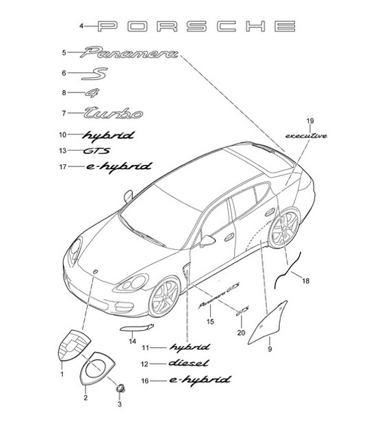 Diagram 810-000 Porsche 356 (1950-1965) Body