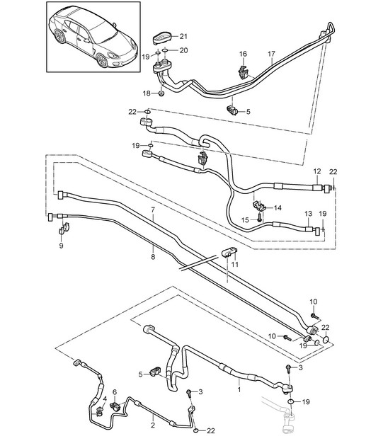 Refrigerant line / Hybrid / Wheel housing and Underbody Panamera 970 (G1) 3.0L HYBRID 2012-16