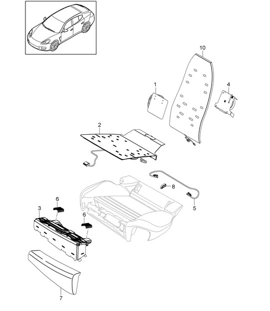 Lumbar support adjustment / Back seat backrest /  Accessories / Control mechanism / Electric drive / Seat cushion Panamera 970 (G1) 2010-16