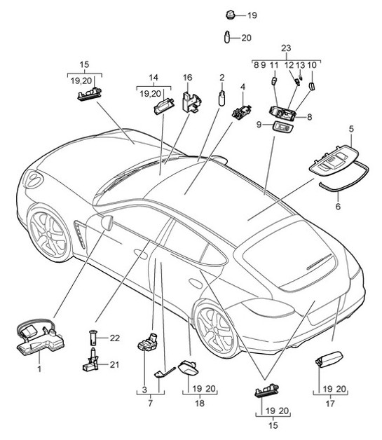 Diagram 903-004 Porsche 997 MKII Carrera C4 3.6L 2009-12 Electrical equipment