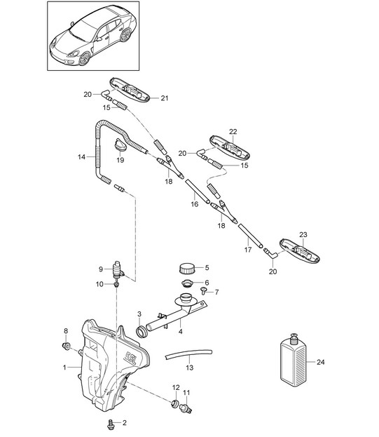 Windscreen washer system Panamera 970 (G1) 2010-16